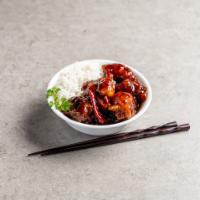 C19 General Tao Chicken · Deep fried chicken cooked with hot chili sauce.