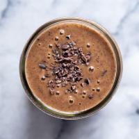 Maca Mocha Smoothie · Signature Macs Mocha blended with frozen banana and nut milk of your choice