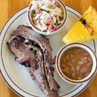 Beef Brisket Plate · Salt & Pepper rubbed, smoked all day