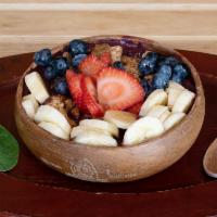 1. Sunset Acai Bowl · Acai berry, banana, raw honey, seasonal fruit and granola.