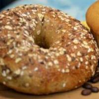 Cream Cheese Bagel and Jelly · Boiled and baked round bread roll.