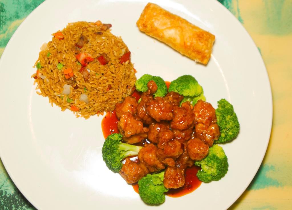 C8. General Tso's Chicken Combo Platter · Hot and spicy.