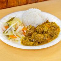 Curry Goat · Curry is a seasoned dish.