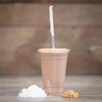 Almond Bliss Smoothie · Banana, coconut, cacao, almond butter, and vanilla whey. Choice of base. 
