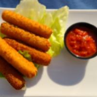 Kids mozzarella fingers w/fries · 5 mozz. fingers with fries and side sauce 