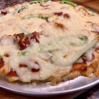 Keto Cheese Pizza Deluxe · Cheese, Pepperoni, Meat & Vegetables