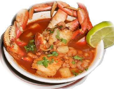Caldo 7 Mares · Fresh mix of shell fish, octopus, prawns, scallops, mussels, clams, and chopped white fish cooked in a seafood broth. Served with onion, cilantro and lime.