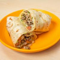 Carne Asada Burrito · Carne asada, guacamole, pico de gallo.