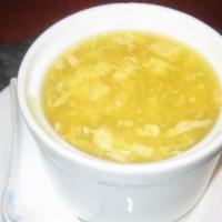 23. Egg Drop Soup · Served with crispy noodles.