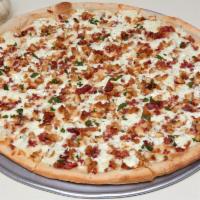 Chicken, Bacon, Ranch and Cheese Pizza · 