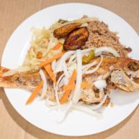 Escoveitch Snapper dinner · Brown Stew fish serve with sides of your choice