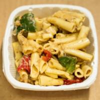 Jerk Pasta · pasta in creamy cheese sauce, with bell peppers