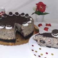 Oreo cookie cheesecake · An Oreo cookie crust topped with a creamy vanilla cheesecake. Baked with chunks of Oreo cook...