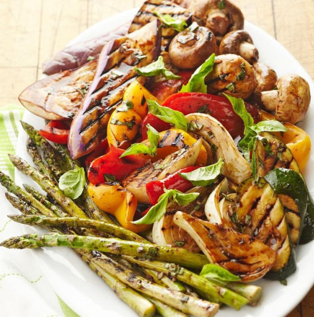 Fresh Grilled Vegetable Platter · Served warm with fresh mozzarella cheese in a balsamic vinegar reduction.