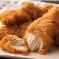 Chicken Fingers · 5 pieces. Breaded or battered crispy chicken. Served with honey mustard dressing.