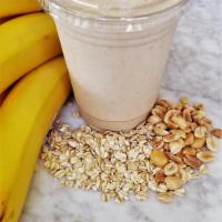 Ambrosia Smoothie · Banana, oats, vanilla, agave, peanut butter, cinnamon, almond milk and protein (whey or vega...