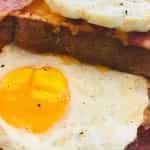De “Ville” · 2 large slices of kings highway Brooklyn bakery bread, bacon, egg, cheese it’s a hearty toas...