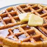 Plain Waffle · Delicious waffle with butter and syrup.
