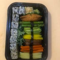 Vegetarian Sushi · 7 pieces of vegetarian sushi and a vegetable roll.