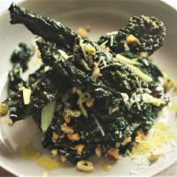 Kale Caesar Salad · Tuscan Kale, Croutons, Caesar dressing, Parmigiano