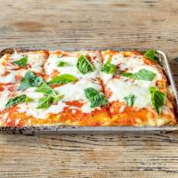 Sicilian Thick Pizza · Sicilian style 2in. thick rectangular Pizza pie, served with a base of tomato sauce and mozz...