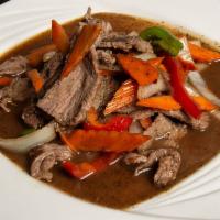 Pepper Steak · Sliced of tenderloin beef sauteed with bell peppers and onions in mandarin sauce.