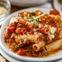 Baked Ziti  · Baked Ziti,
NO MEAT,
Served with bread 
