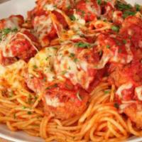 Shrimp Parmigiana Entrees  · Breaded Shrimp, Baked with Melted Mozzarella and tomato sauce.
Served with Garlic Bread and ...