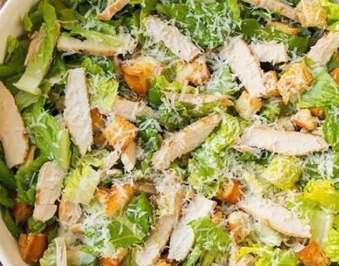 (Large)Caesar Salad W/ CHICKEN  ·  served with either GRILL CHICKEN OR CHICKEN CUTLET- Romaine Lettuce, croutons, parmigiana cheese
served with  TWO Caesar Dressing.