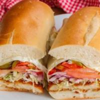 GRILL CHICKEN SANDWICH ·  with mayo lettuce, tomato, onion, cheese.