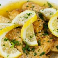 Chicken Breast alla Francese · Egg battered chicken breast sauteed in a lemon and butter sauce. Served with Choice Of Pasta...