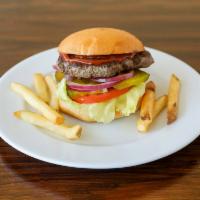 Classic Burger · 1/4 lb. beef patty, lettuce, tomato, onion, pickles and ketchup.