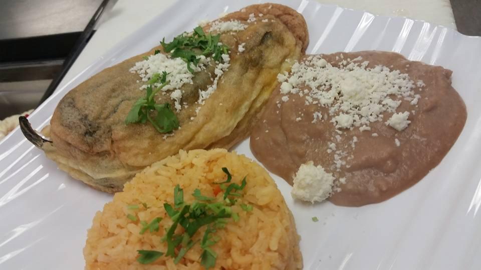 Chile Rellenos · Order of 2 served with rice and beans.