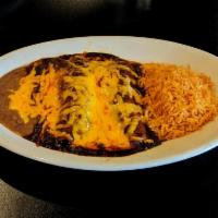 Enchiladas Plate (2) ·  2 corn tortillas filled with beef, chicken, cheese or pork, topped with sauce and melted ch...
