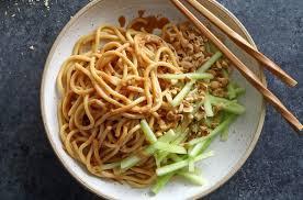 Cold Sesame Noodles · Served with cucumber and peanut sauce.