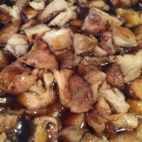 Bourbon Chicken · Boneless and skinless chicken legs are marinaded with soy sauce, Bourbon, brown sugar, and s...