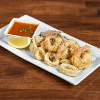 Misto Fritto · Breaded calamari and shrimp served with marinara.
