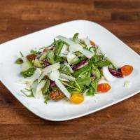 Tricolore Salad · Baby endives, cherry tomatoes, arugula and radicchio.