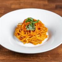Spaghetti Al Pomodoro · With tomato sauce and fresh basil.