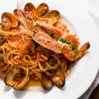 Pescatore Pasta · Mixed seafood in a tomato sauce.