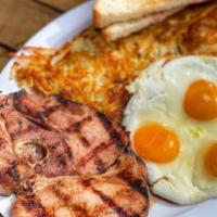 Ham & Eggs · Grilled Ham, 3 eggs, hashbrown, and toast