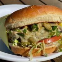 Jalapeno Swiss Burger · Burger patty in a toasted burger bun dressed with 1000 island, onions, tomato, sauteed japal...