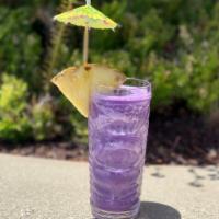 VIRGIN UBE PINA COLADA · Delicious and refreshing blend of Pineapple and 
Coconut Cream, and a hint of Ube.
