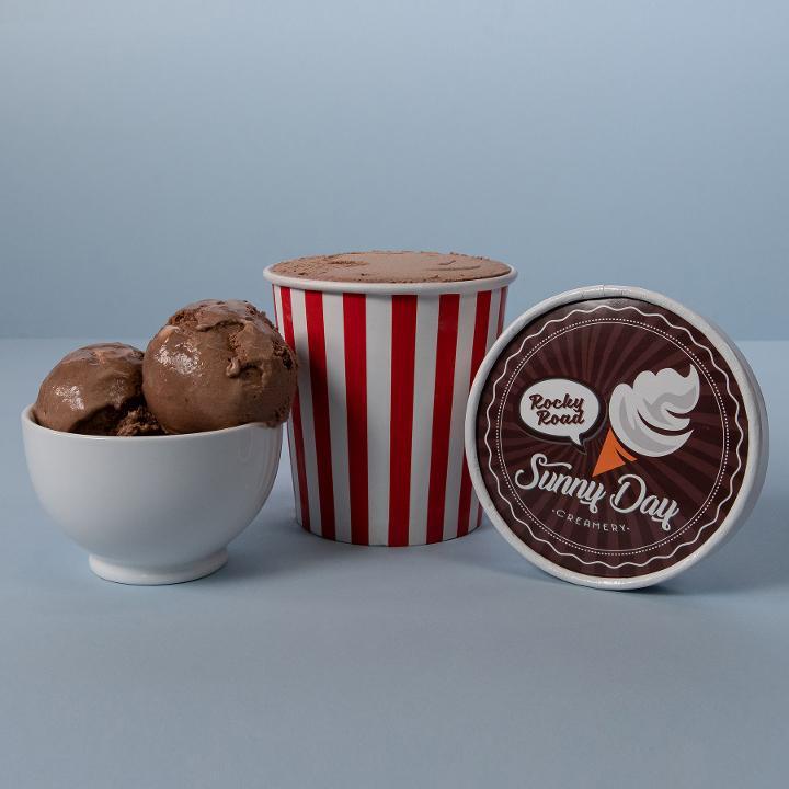 Sunny Day Rocky Road Ice Cream (Pint) · An unforgettable adventure of rich chocolate, gooey marshmallows, and crunchy California almonds.