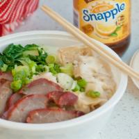 Wonton Noodle Soup · Includes bok choy and choice of chicken or BBQ pork.