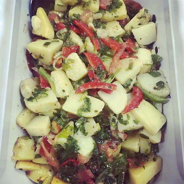 7. Potato Salad · Potatoes, onions, parsley, red bell peppers, lemon juice and virgin olive oil. Served with warm bread.