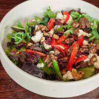 WINE COUNTRY SALAD · Spring Mix, Crumbled Goat Cheese, Roasted Red Peppers, Candied Walnuts, Cranberries, Rosemar...