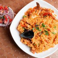 ARROZ CON MARISCOS · Peruvian style Seafood-Paella 