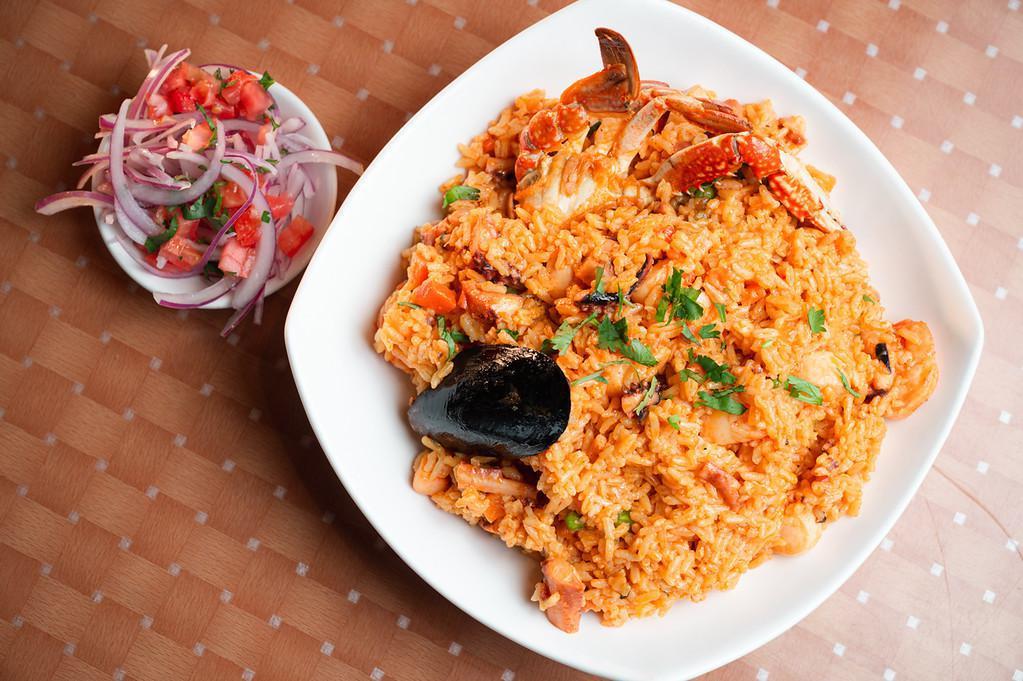 ARROZ CON MARISCOS · Peruvian style Seafood-Paella 
