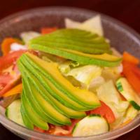 AVOCADO SALAD · Lettuce, tomatoes, brocolli, cucumbers, avocado & house dressing